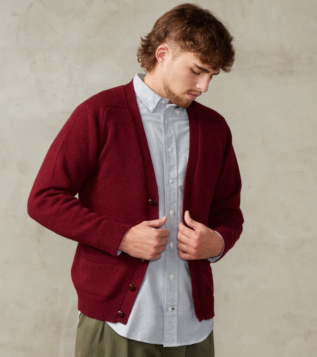 William Lockie x Division Road Berkshire Camelhair Cardigan - Bordeaux