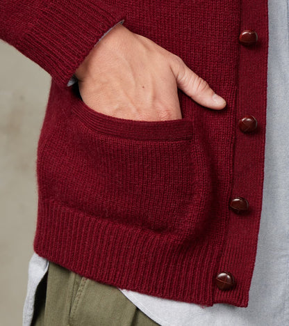 Berkshire Camelhair Cardigan - Bordeaux