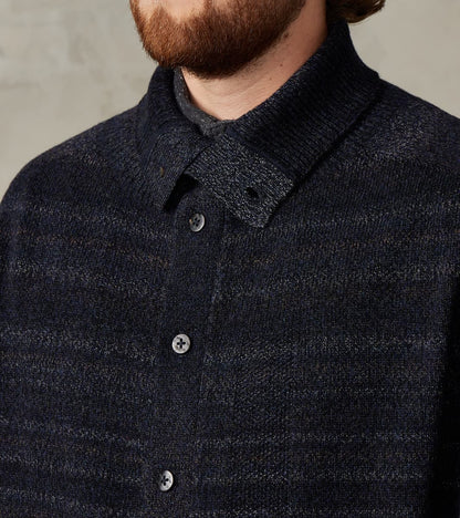 Gradation Trace of Repair High Neck Cardigan - Navy Black