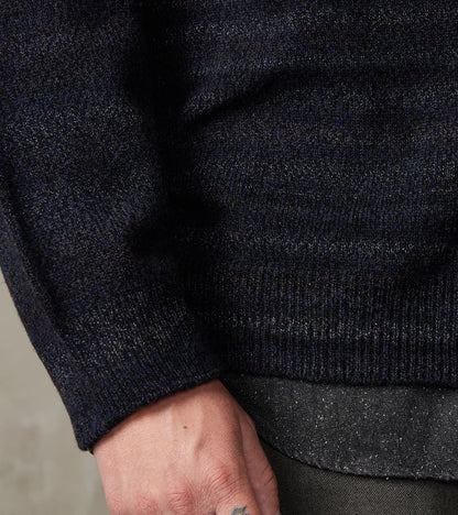 Gradation Trace of Repair High Neck Cardigan - Navy Black