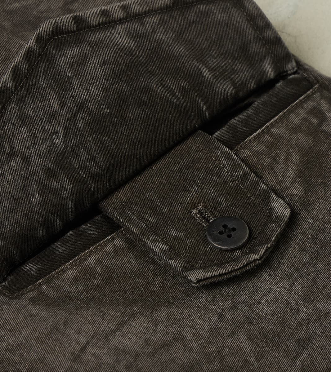 Double Knee Cargo Pants - Supima Cotton Chino Twill - Sumi Ink Dorozome