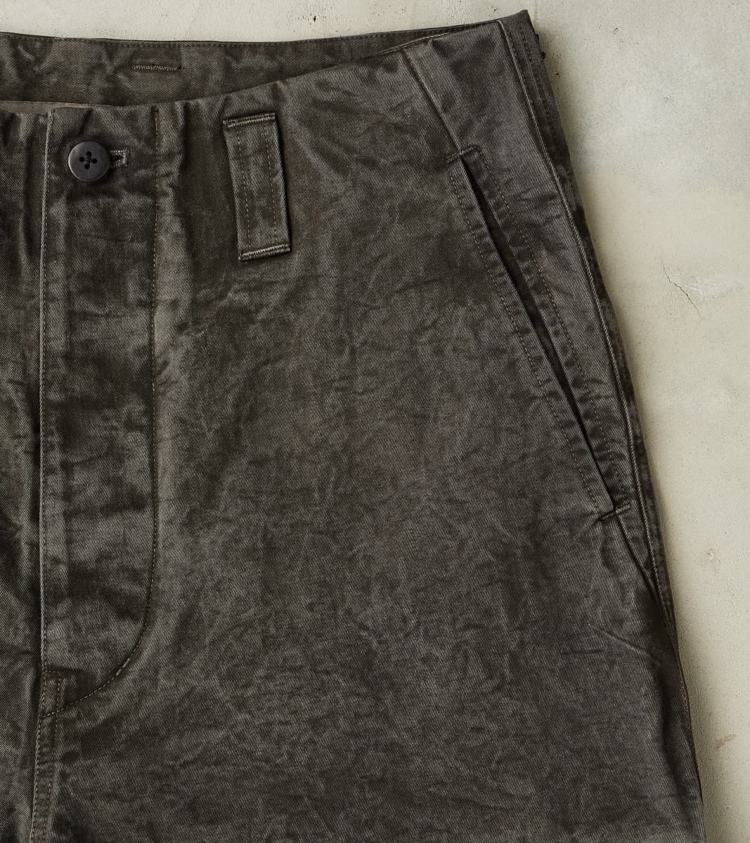 Double Knee Cargo Pants - Supima Cotton Chino Twill - Sumi Ink Dorozome