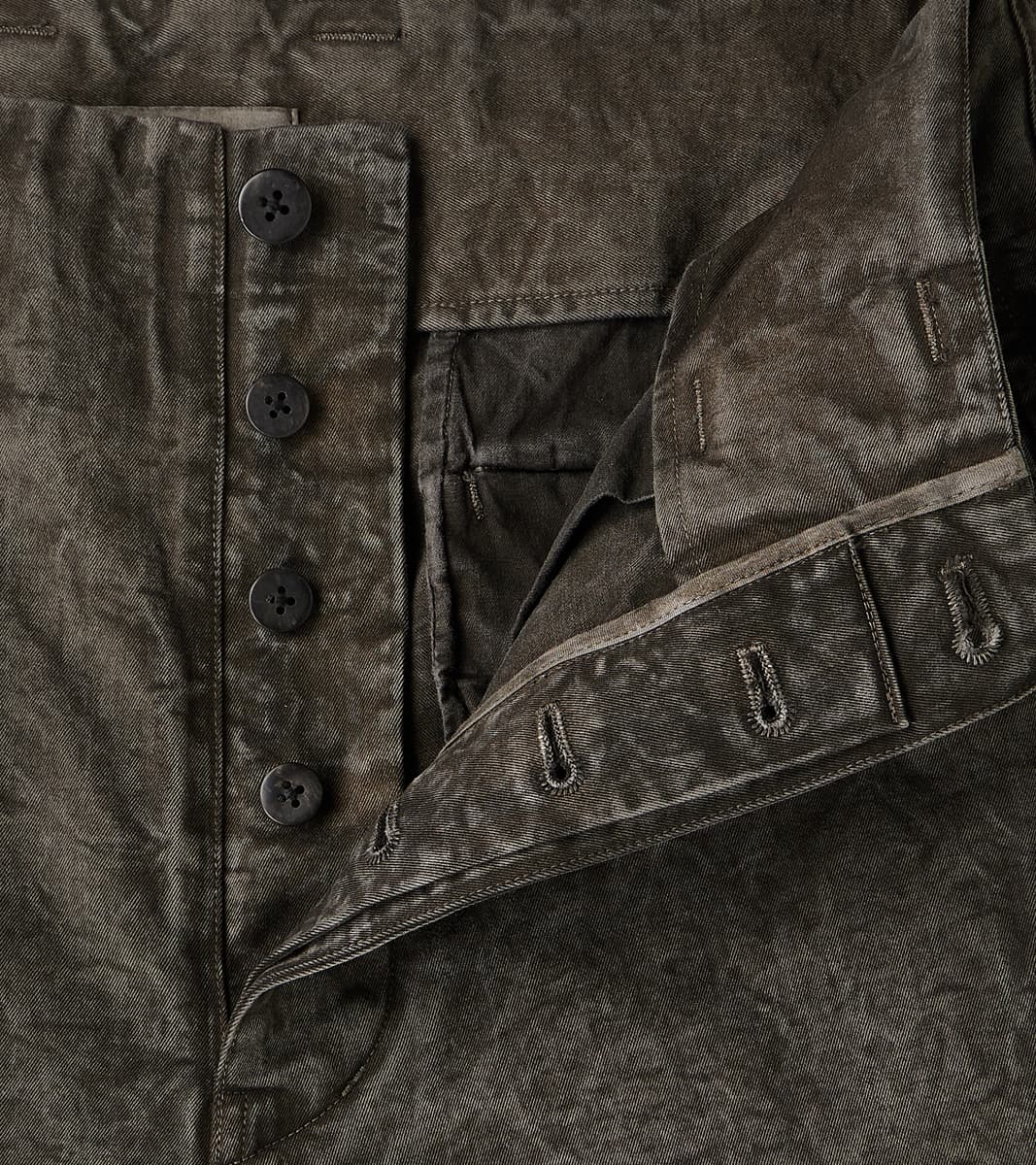 Double Knee Cargo Pants - Supima Cotton Chino Twill - Sumi Ink Dorozome