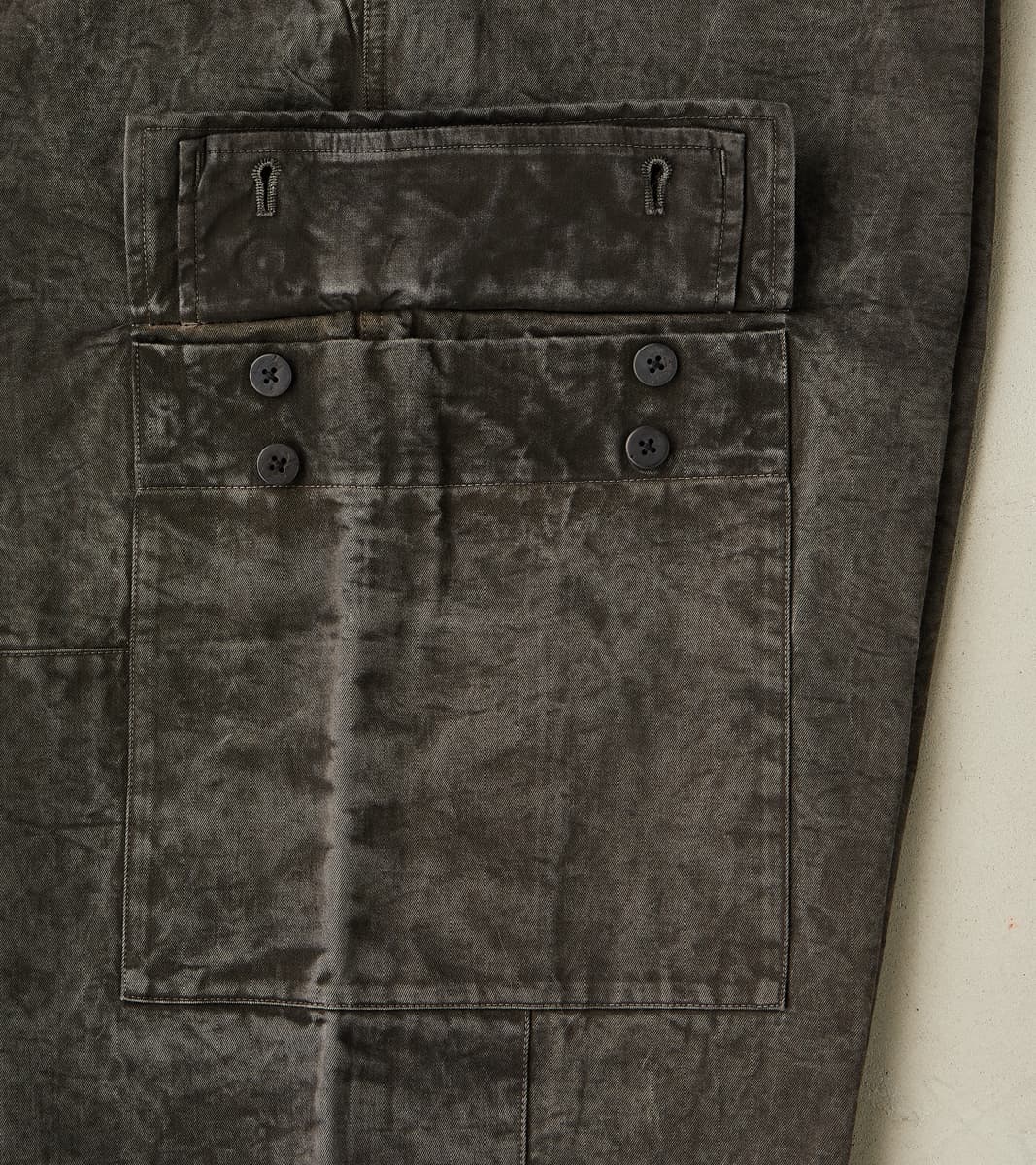 Double Knee Cargo Pants - Supima Cotton Chino Twill - Sumi Ink Dorozome