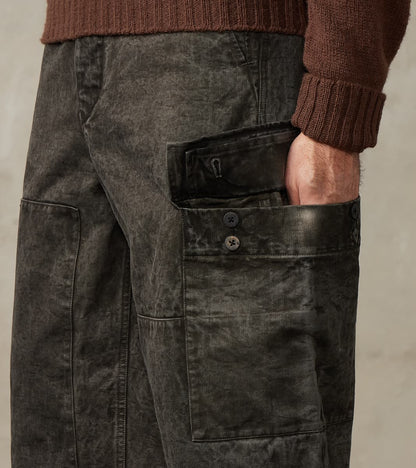 Double Knee Cargo Pants - Supima Cotton Chino Twill - Sumi Ink Dorozome