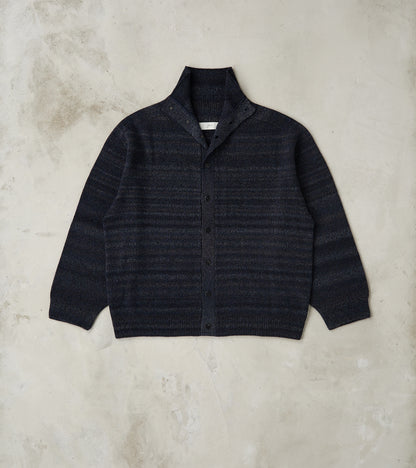 amachi. Gradation Trace of Repair High Neck Cardigan - Navy Black