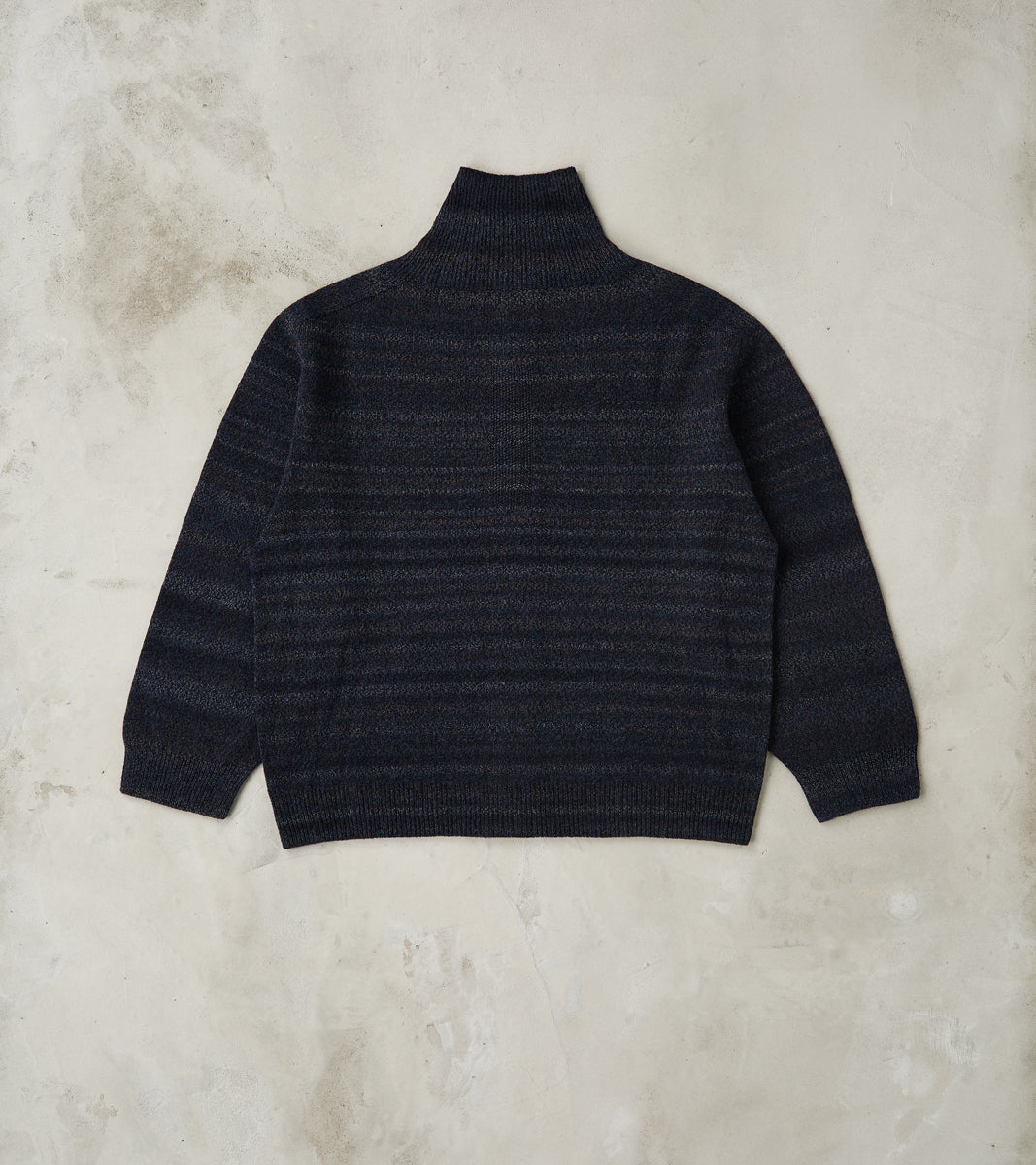 Gradation Trace of Repair High Neck Cardigan - Navy Black