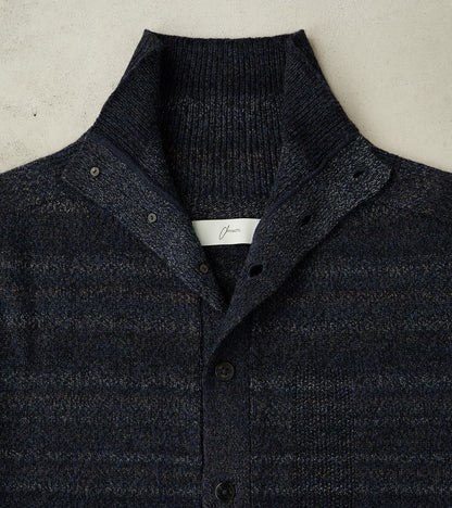 Gradation Trace of Repair High Neck Cardigan - Navy Black