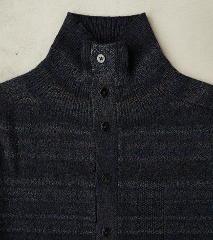 Gradation Trace of Repair High Neck Cardigan - Navy Black