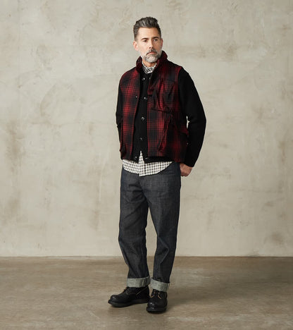 Messenger Vest - Buffalo Plaid Wool - Red