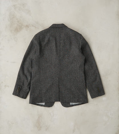 Single Breasted 2-Button Jacket - Neps Virgin Wool Tweed Cloth - Gray