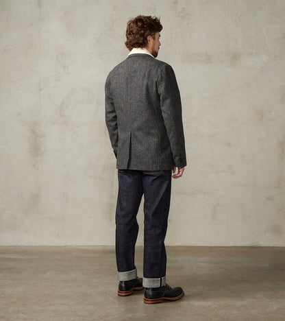 Single Breasted 2-Button Jacket - Neps Virgin Wool Tweed Cloth - Gray