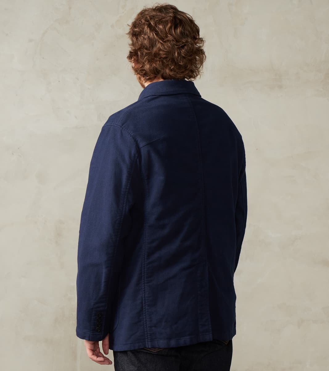 Point Collar Jacket - Garment Dye Cotton Moleskin - Navy