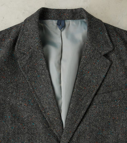 Single Breasted 2-Button Jacket - Neps Virgin Wool Tweed Cloth - Gray