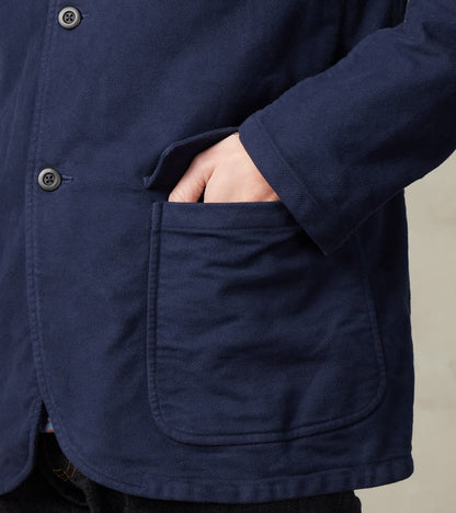 Point Collar Jacket - Garment Dye Cotton Moleskin - Navy