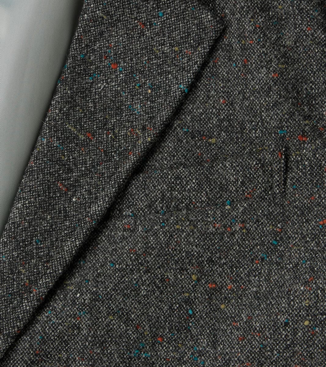 Single Breasted 2-Button Jacket - Neps Virgin Wool Tweed Cloth - Gray