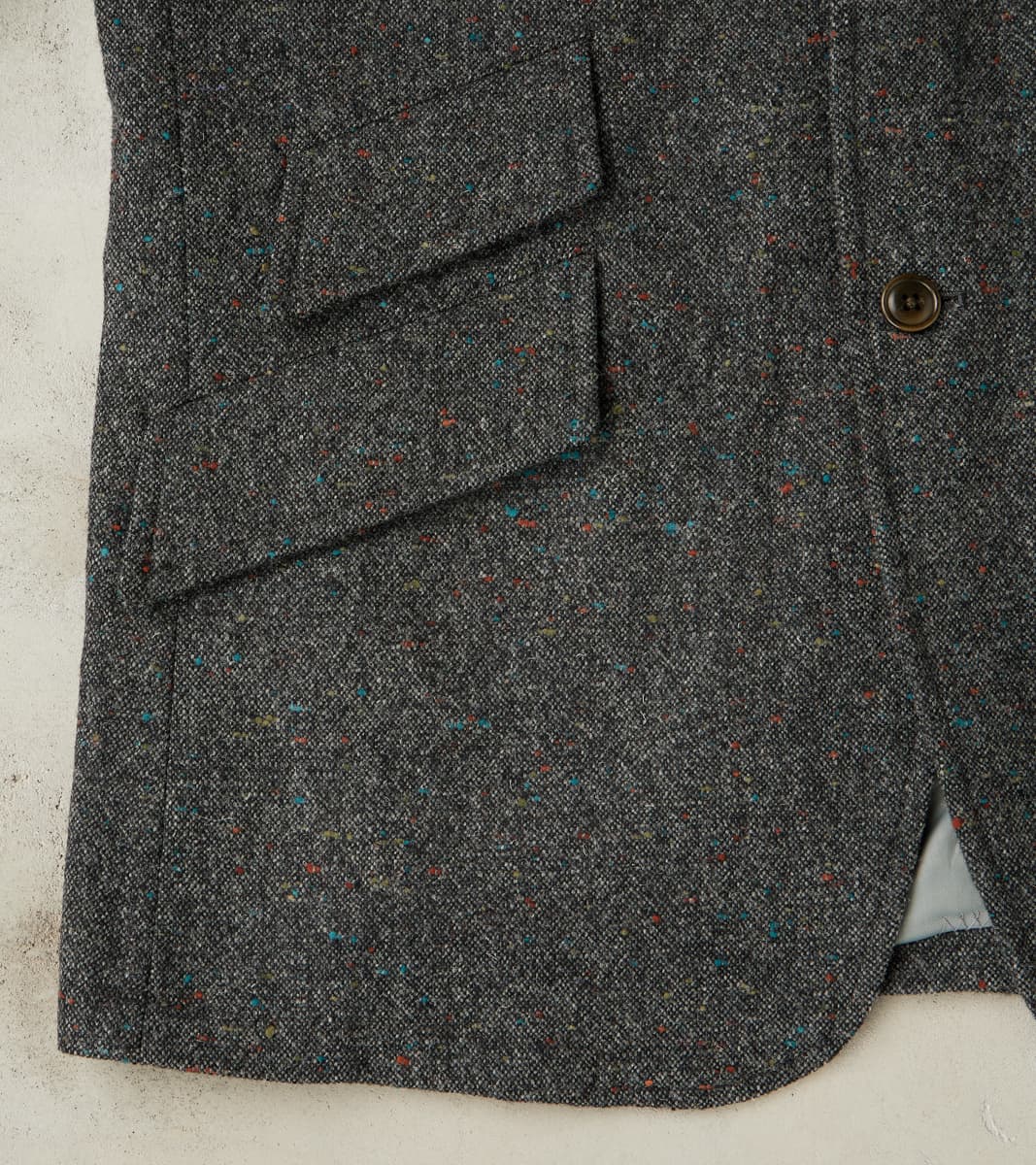 Single Breasted 2-Button Jacket - Neps Virgin Wool Tweed Cloth - Gray