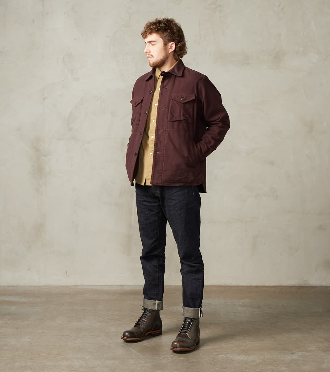 C.P.O. Shirt Jacket - Garment Dye Cotton Moleskin - Burgundy