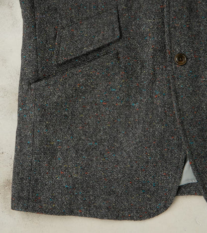 Single Breasted 2-Button Jacket - Neps Virgin Wool Tweed Cloth - Gray