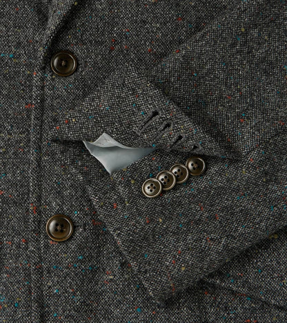 Single Breasted 2-Button Jacket - Neps Virgin Wool Tweed Cloth - Gray