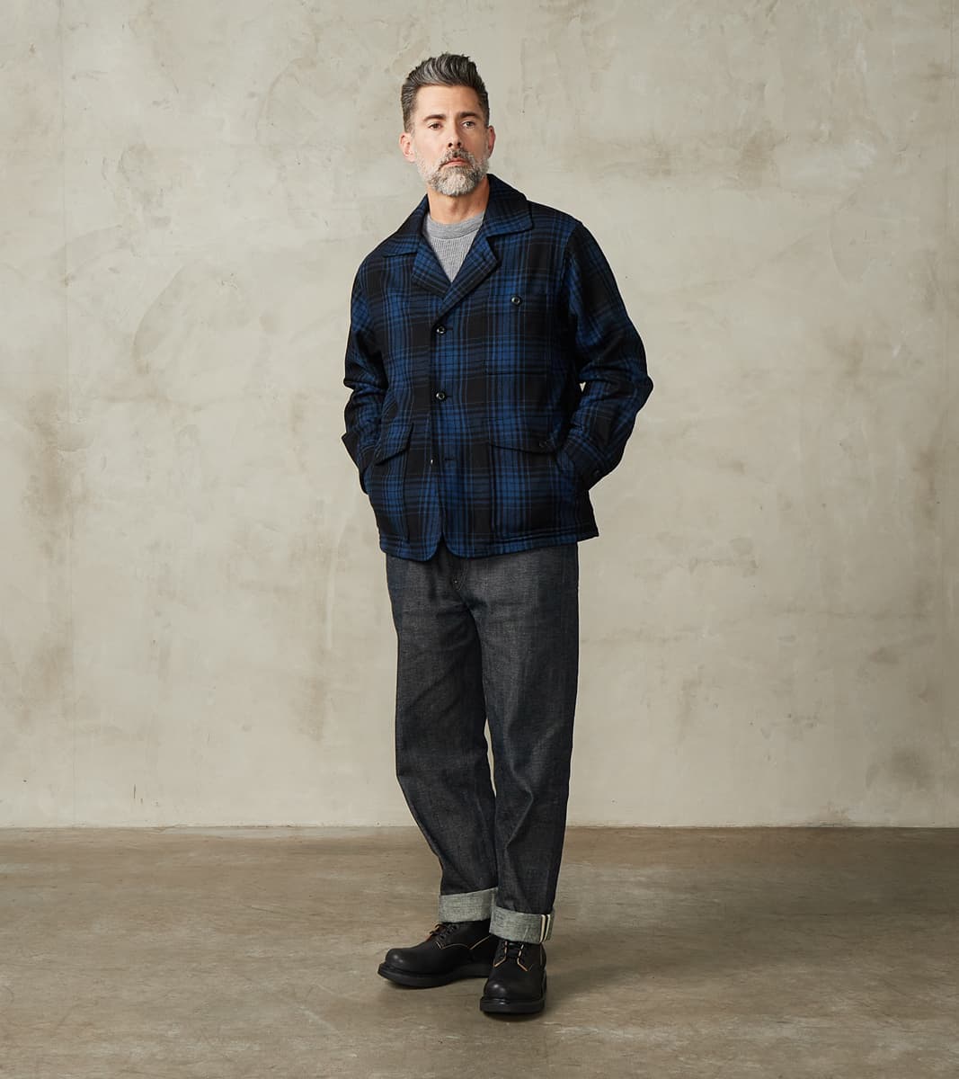 ts(s) Bird Watching Jacket - Buffalo Plaid Wool - Blue