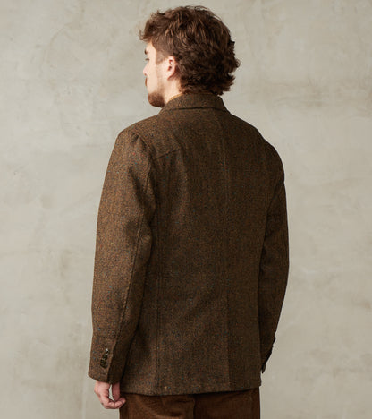Single Breasted 2-Button Jacket - Neps Virgin Wool Tweed Cloth - Khaki