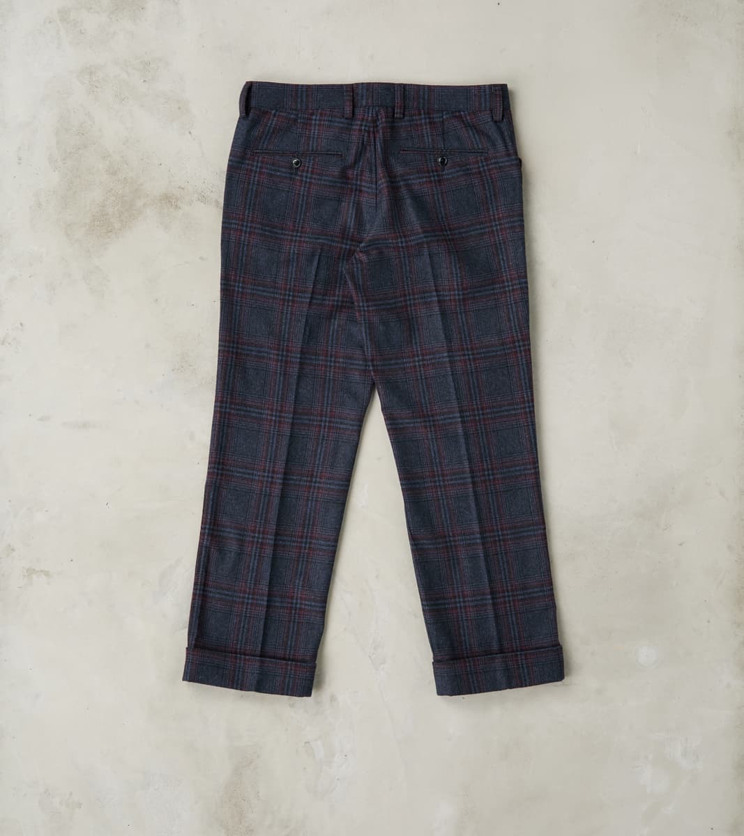 L-Pocket Pant - Glen Plaid Wool Blend Cloth - Navy