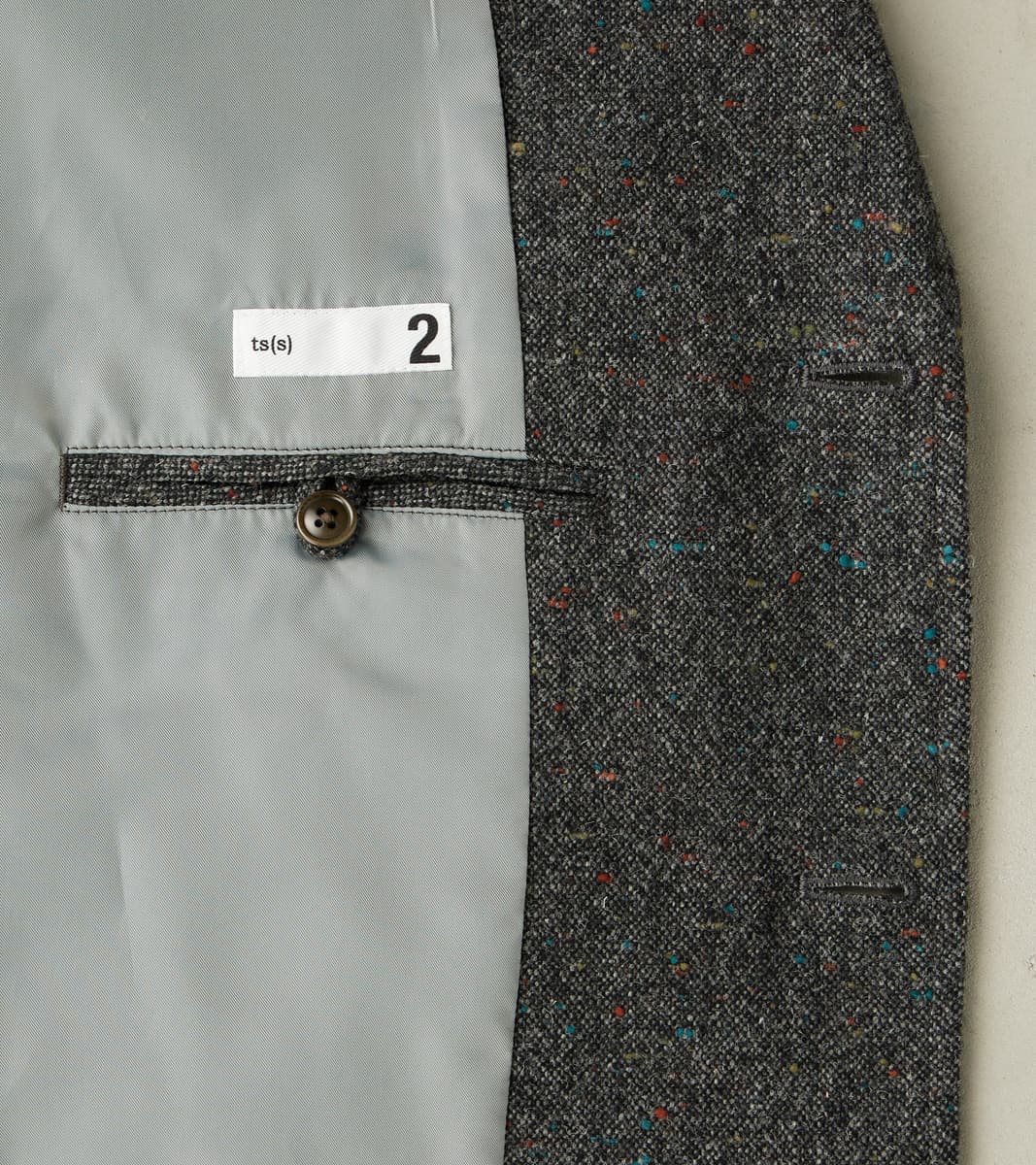 Single Breasted 2-Button Jacket - Neps Virgin Wool Tweed Cloth - Gray