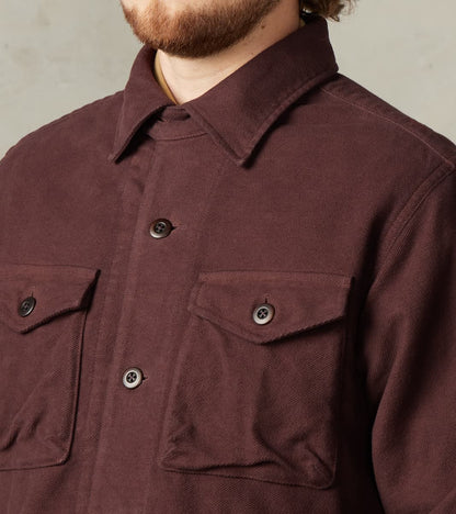 C.P.O. Shirt Jacket - Garment Dye Cotton Moleskin - Burgundy