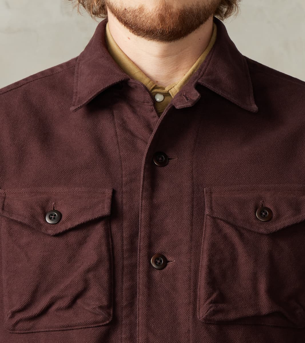 C.P.O. Shirt Jacket - Garment Dye Cotton Moleskin - Burgundy