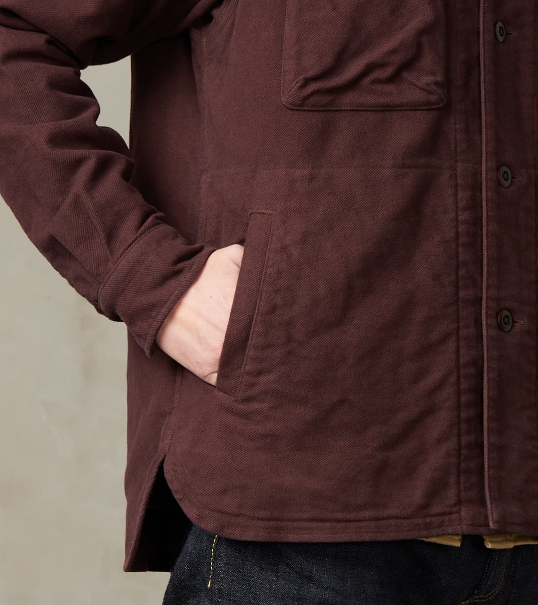 C.P.O. Shirt Jacket - Garment Dye Cotton Moleskin - Burgundy