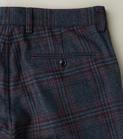 L-Pocket Pant - Glen Plaid Wool Blend Cloth - Navy