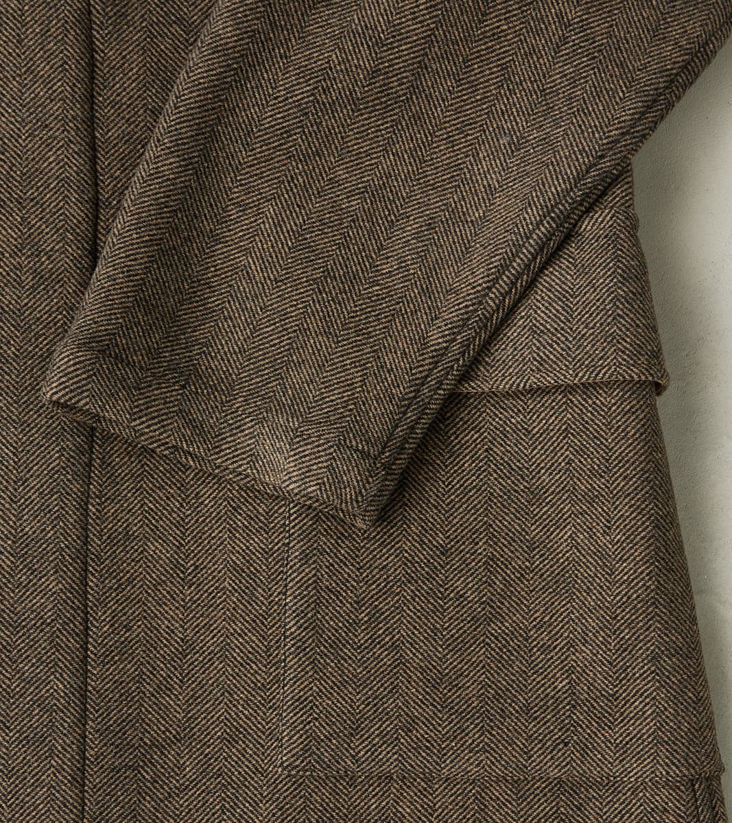 Easy Coat - Herringbone Wool Double Cloth - Brown