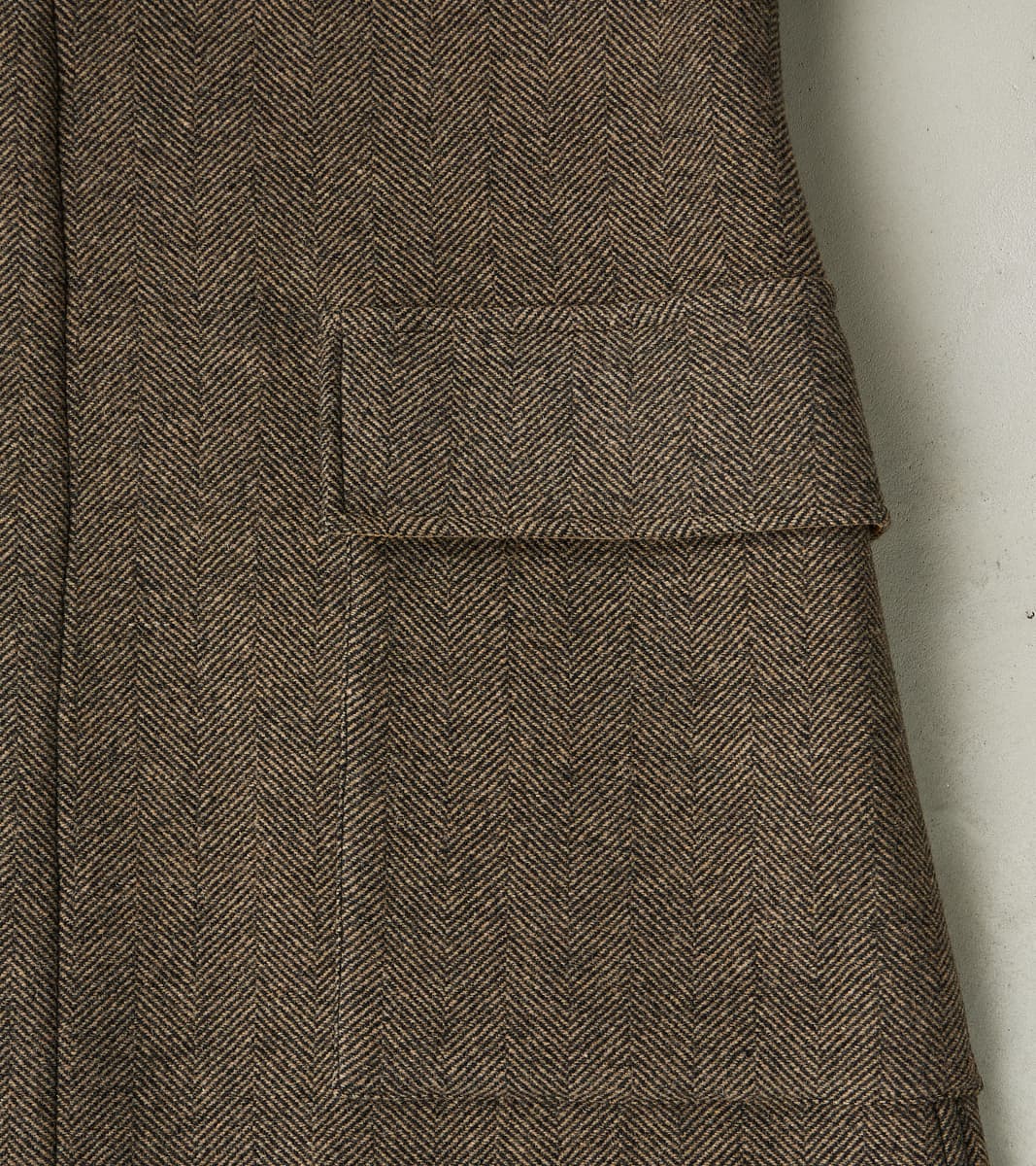 Easy Coat - Herringbone Wool Double Cloth - Brown