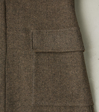 Easy Coat - Herringbone Wool Double Cloth - Brown