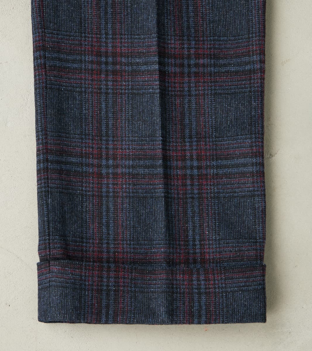 L-Pocket Pant - Glen Plaid Wool Blend Cloth - Navy