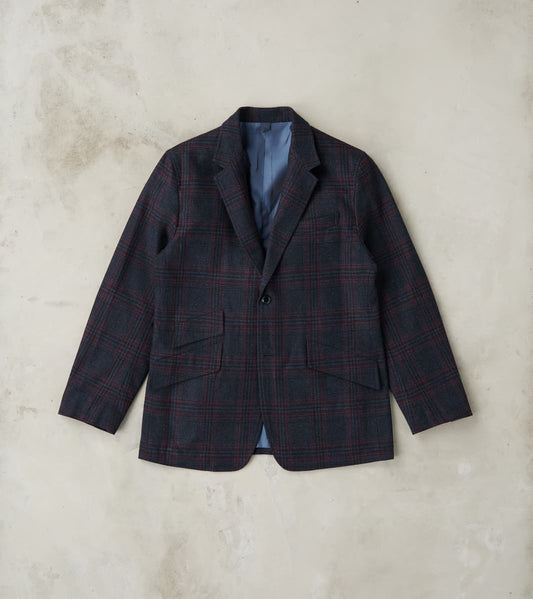 ts(s) Single Breasted 2-Button Jacket - Glen Plaid Wool Blend Cloth - …