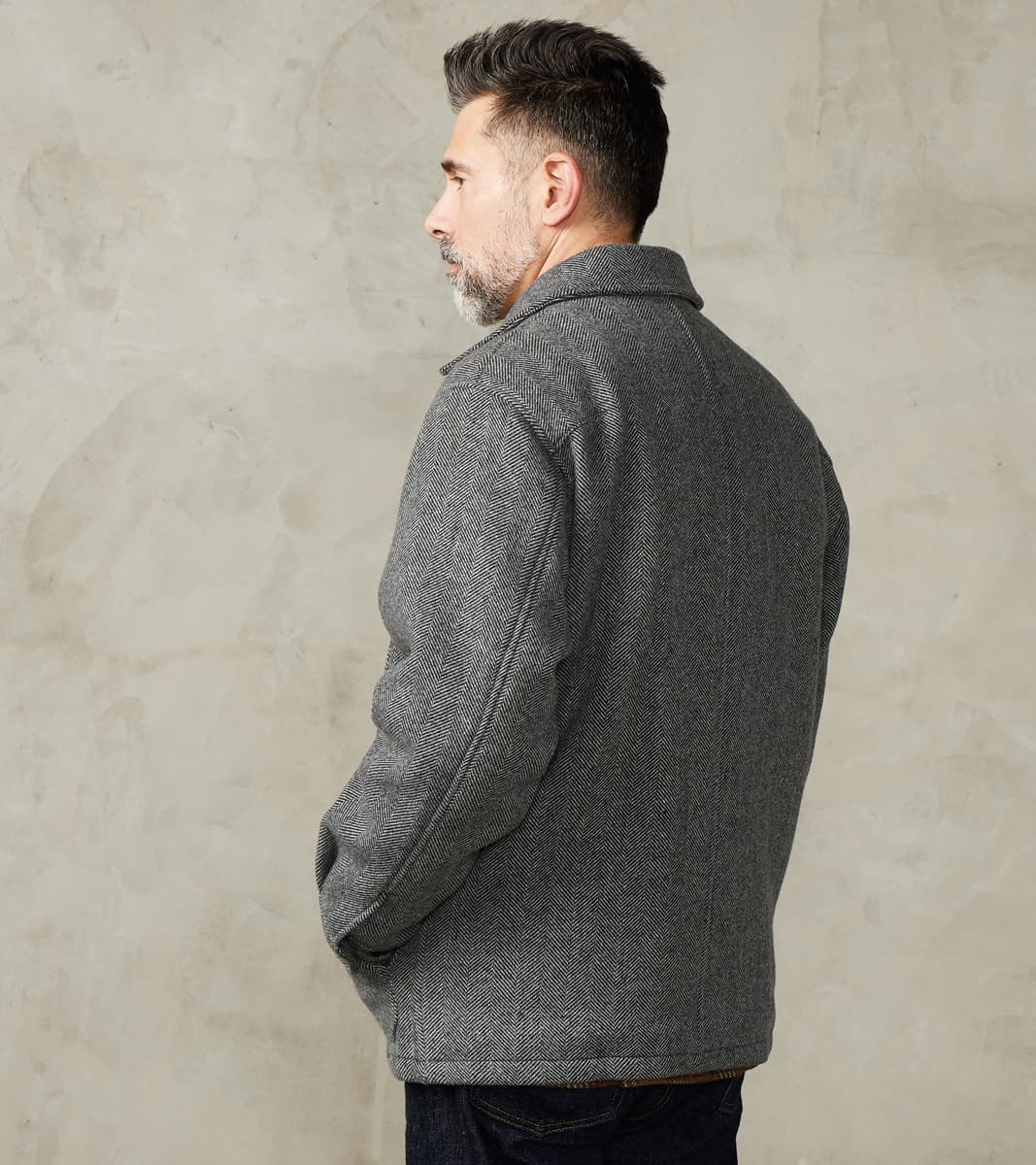 ts(s) Bird Watching Jacket - Herringbone Wool Double Cloth - Gray