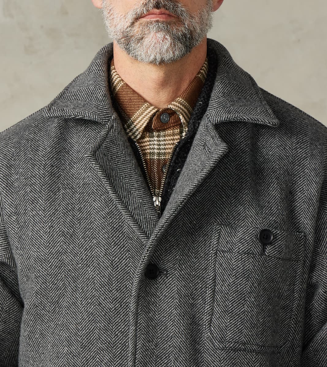 Bird Watching Jacket - Herringbone Wool Double Cloth - Gray