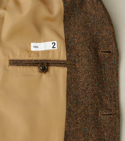 Single Breasted 2-Button Jacket - Neps Virgin Wool Tweed Cloth - Khaki