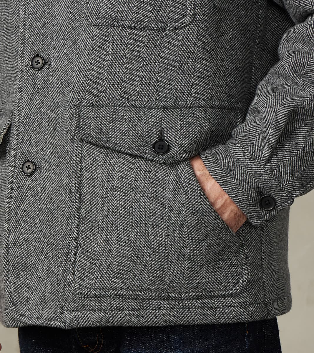Bird Watching Jacket - Herringbone Wool Double Cloth - Gray