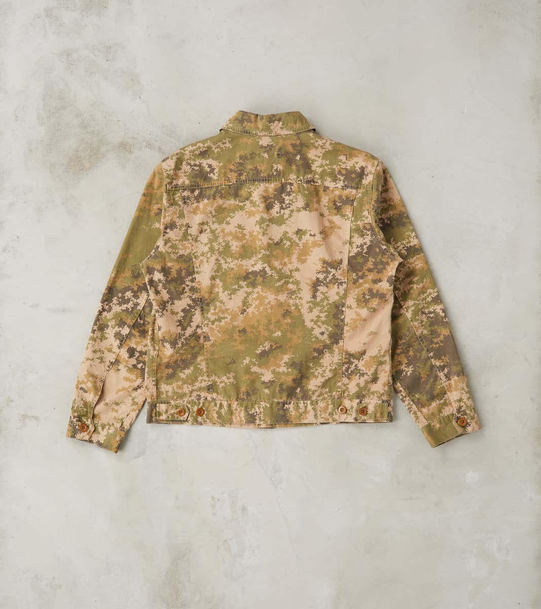ts(s) Trucker Jacket - Camo Garment Dye Cotton Cloth - Beige