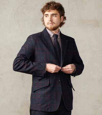 ts(s) Single Breasted 2-Button Jacket - Glen Plaid Wool Blend Cloth - …