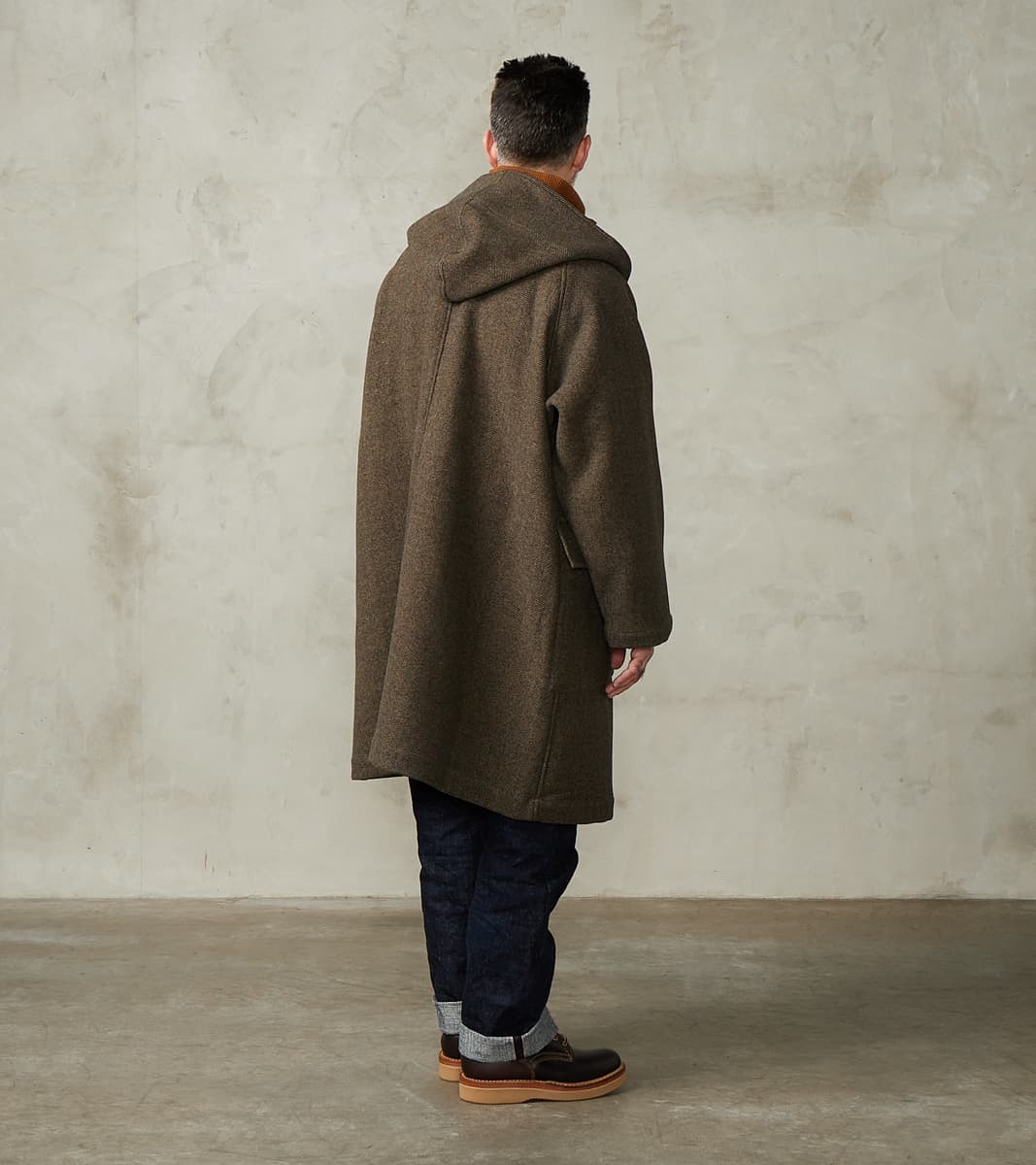 Easy Coat - Herringbone Wool Double Cloth - Brown