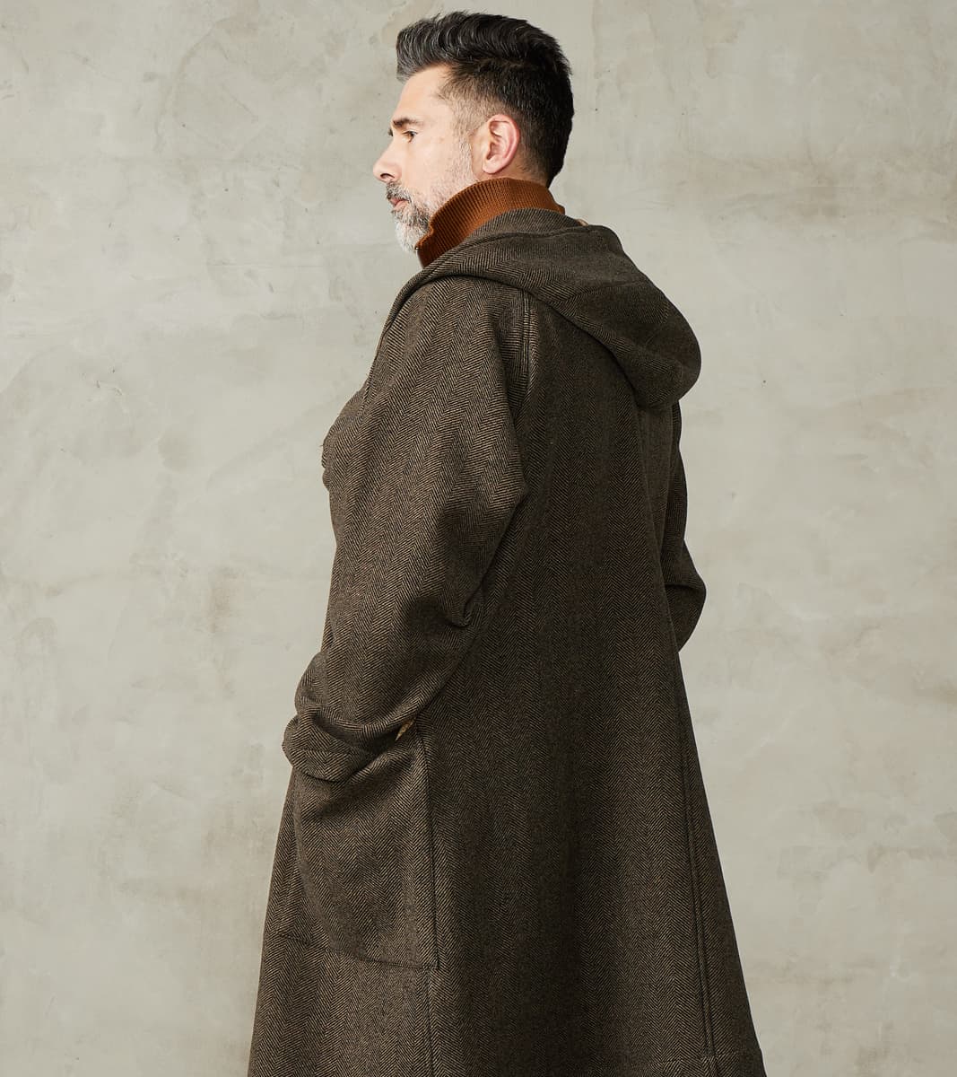 Easy Coat - Herringbone Wool Double Cloth - Brown
