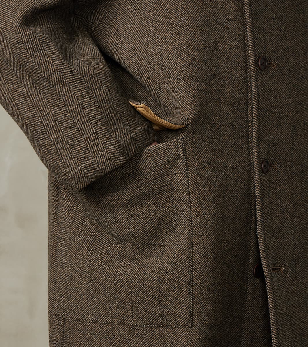 Easy Coat - Herringbone Wool Double Cloth - Brown
