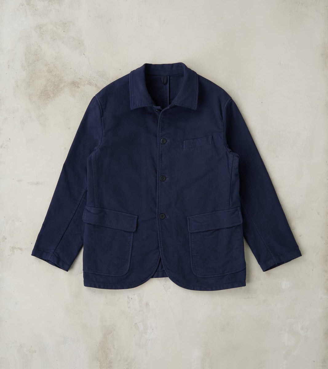 ts(s) Point Collar Jacket - Garment Dye Cotton Moleskin - Navy