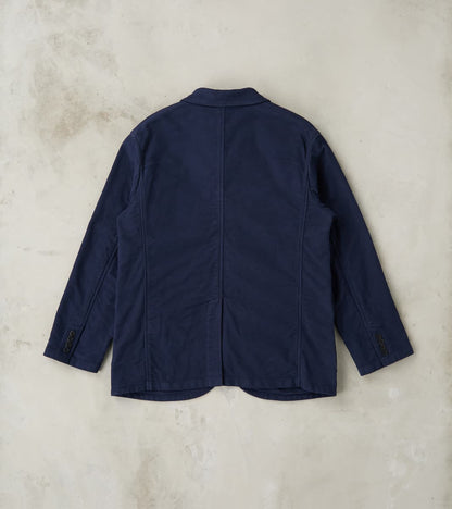 Point Collar Jacket - Garment Dye Cotton Moleskin - Navy