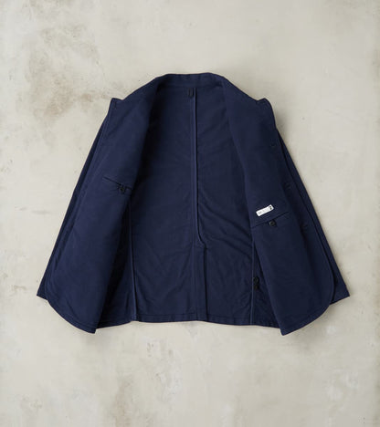 Point Collar Jacket - Garment Dye Cotton Moleskin - Navy