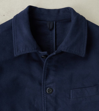 Point Collar Jacket - Garment Dye Cotton Moleskin - Navy